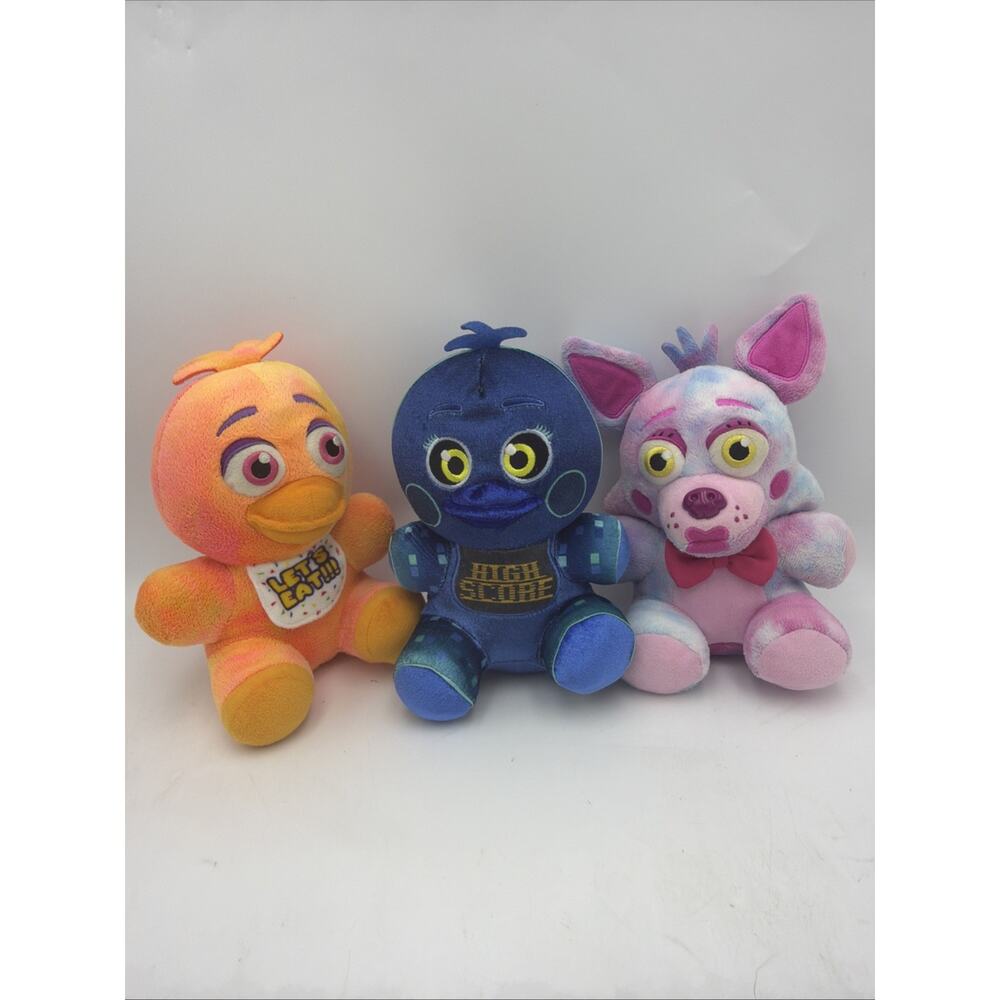 Five Nights at Freddy's Tie-Dye Chica Foxy Plush Lot 3 Funko FNAF Stuffed Animal